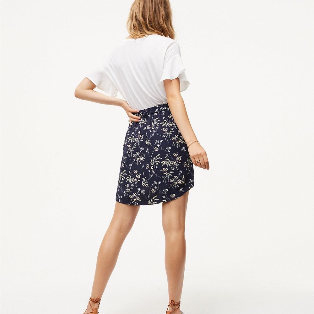 LOFT Daisy Tie Waist Button Skirt